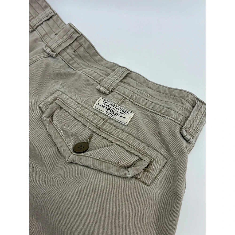 Polo Ralph Lauren Classic Polo Chino Cargo Shorts Mens 36 Khaki Tan Cotton Twill